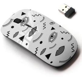 mouse inalámbrico 2.4G con bonito diseño de patrón para todos los portátiles y computadoras de computadora con nano receptor, estilo psicodélico cerrado