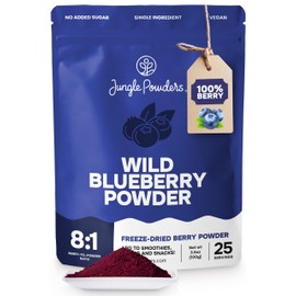 Jungle Powders Freeze Dried Wild Blueberry Powder 3.5 Ounce Bag Blueberry Powder For Smoothies Baking Extract Nordic Freeze Dried Blueberries No Sugar Added Additive-Free Bilberry Dehydrated