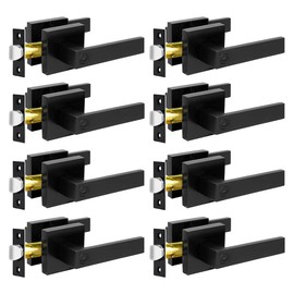 KAMOTA Privacy Door Levers, 8 Pack Matte Black Door Handles Bed and Bath Door Locks Interior Keyless Locksets, Left and Right Hand Reversible