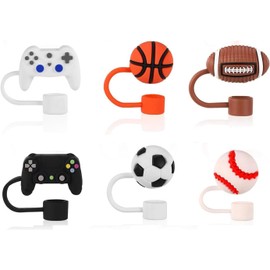 6 piezas de Tapa para Pajita Béisbol y Sófbol Taza Fundas Silicona Compatible con 30 40 Oz 10mm Tapas Creativas Lindas Accesorios Reutilizables Seguros Tazas