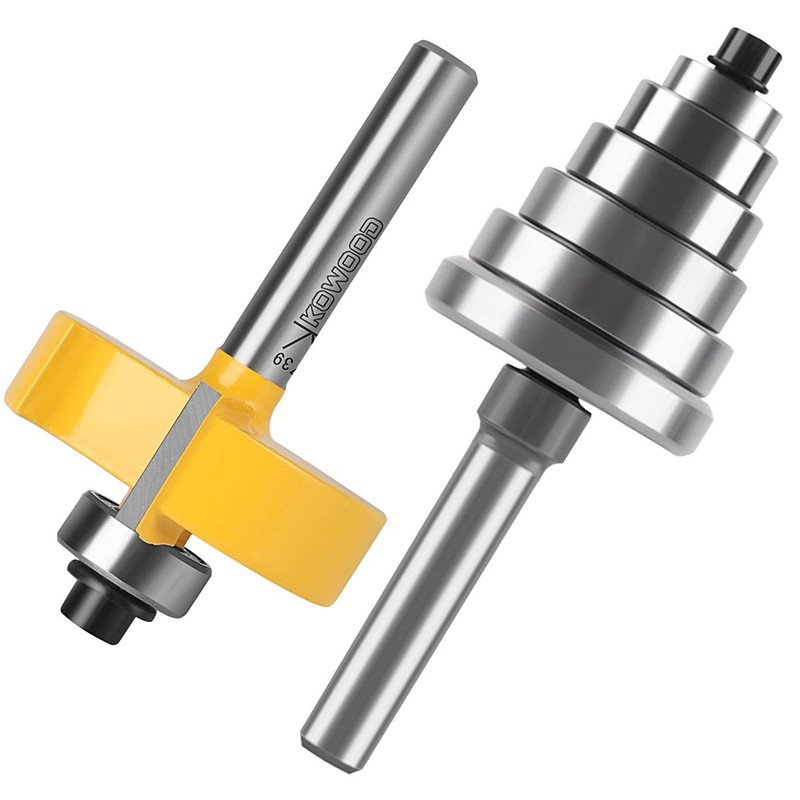 KOWOOD Rabbet Router Bit 1/4" Shank, 1-3/8" Height Multi-Slot Milling