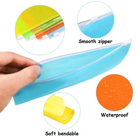 12 Pieces Binder PVC Pocket Notebook Binder Loose Leaf Bags Colorful Holes Binder Zipper Folders Waterproof PVC Pouch Document Filing Bags (Pink, Blue, Orange, Green, Yellow, Purple, A6)