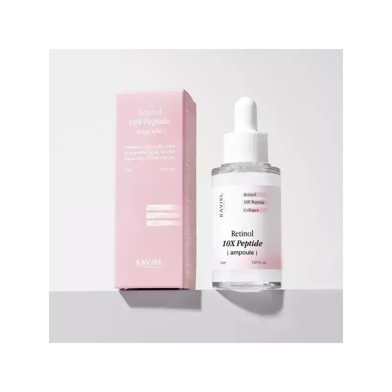 Raviel 깐달걀 모공탄력 각질&피지관리 콜라겐 10X 펩타이드 레티놀 앰플 30ml