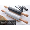 SIPARUI Marble Rolling Pin Set with Silicone Pastry Mat,Stainless Steel