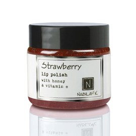 Nabila K Lip Polish with Honey and Vitamin E, Lip Scrub for Dry and Chapped Lips, Strawberry Lip Repair Sugar Scrub, 1 oz