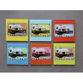 Faded Lines Cassette Retro Collection Coaster Set Of 6 - New In Box