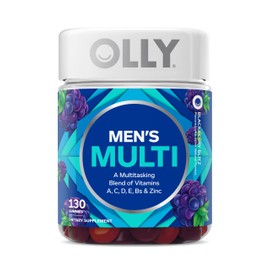 OLLY Men's Multivitamin Gummy, Vitamins A, C, D, E, B, Zinc, BlackBerry Flavor, 65 Day Supply - 130 Count (Packagine May Vary)