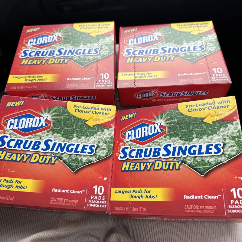 Clorox Lot Of 4 Clorox Scrub Singles Heavy Duty Pads