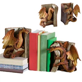 Dragon Book End, Dragon Bookend Decorative, Unique Bookend for for Shelves, Lightweight Book Ends Decor for Shelf Book, Vintage Home Decoration for Home, Office Desk, Living Room