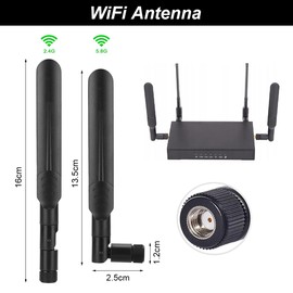 WiFi Antenne 8dBi 2,4GHz 5GHz 5,8GHz Dual Band, 2 Stück WLAN Antenne Mit 2 Stück 30cm U.FL IPX IPEX MHF4 zu RP-SMA Buchse Verlängerungskabel für WiFi Router Drahtlose Netzwerkkarte Videoüberwachung