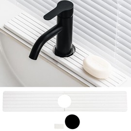 Kitchen Sink Splash Guard, 24" Diatomite Fast Drying Stone Sink Tray, Faucet Mat for Kitchen Sink Bathroom Counter, White, Includes Sandpaper