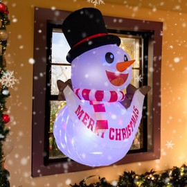 Dazzle Bright 3.5Ft Christmas Outdoor Decoration, Christmas Inflatables Blow Up Snowman Broke Out from Window with Built-in LED Lights, for Indoor Outside Holiday Garden Lawn Home Xmas Decor