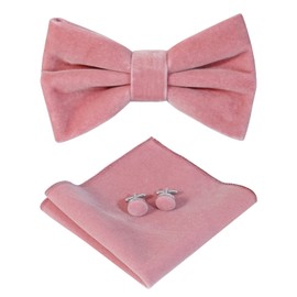 HOULIFE Mens Velvet Bowtie Pretied, Solid Color Formal Adjustable Tuxedo Bow Ties for Wedding Party Prom Various Color, Smoky, Medium