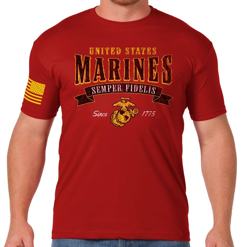 7.62 Design USMC Arched Semper Fi Men's T Shirt (Red,