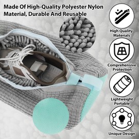 2 x Shoes Wash Bag Trainers, Shoes for Washing Machine, 39 x 19 cm, Shoe Wash Bag, Reusable Wash Bag, with Zip Shoes Laundry Bag, Mesh Shoes, Laundry Bag for Trainers (Grey)
