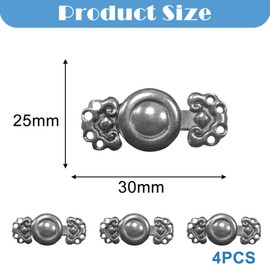 Vintage Metal Cloak Closure, Pack of 4, Chinese Lucky Pattern Removable Waist Buttons, Vintage Hollow Cape Fasteners for Cardigan Clip, Capes, Qipao and Fashion Accessories for DIY Clothing