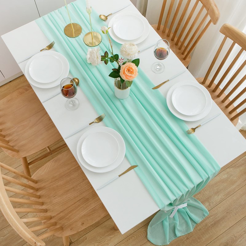 CHUQING Chiffon Table Runner 70 cm x 3 m Mint