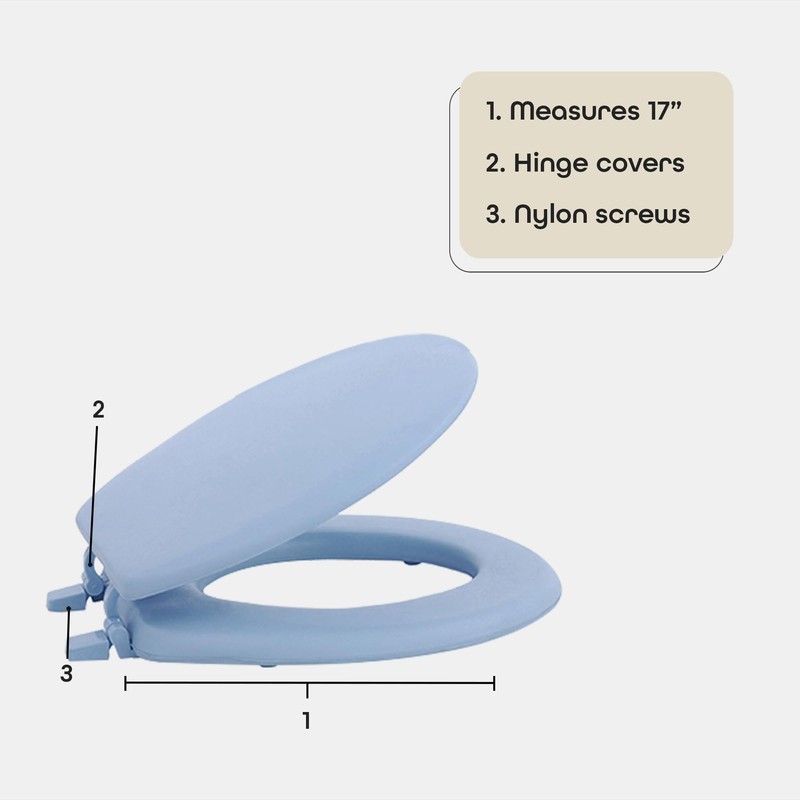 Soft Standard Vinyl Toilet Seat, Light Blue - 17 Inch