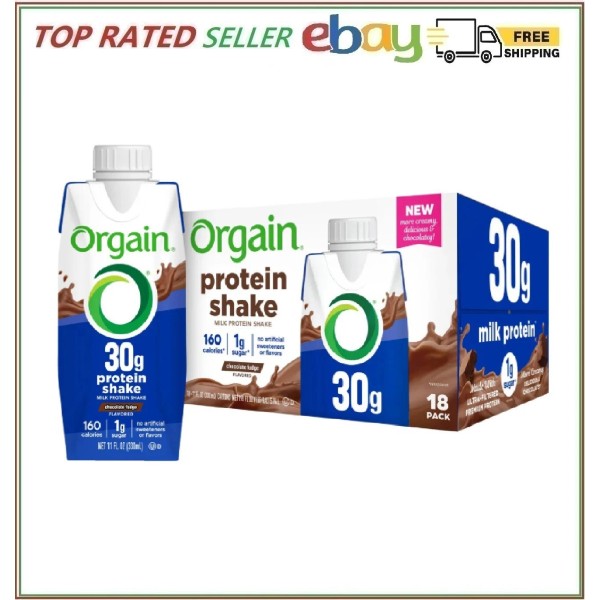 Orgain 30g Milk Protein Shake, Chocolate Fudge, 11 fl oz,
