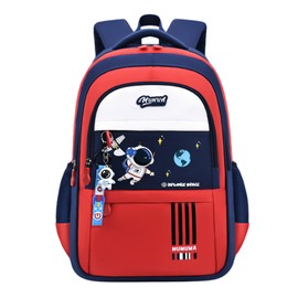 Space Childrens Backpacks for Girls Boys, Capacity Astronaut Girls Boys School Bags Backpacks with Chest Strap, Dark-Blue+Red