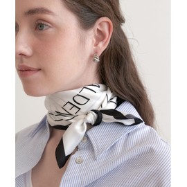 Hallen Halen square line logo silk scarf (SC002_whiteblack)