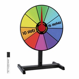 Mutualsign 16 Inch Prize Wheel Spinner with Stand - Tabletop Color Spinning Wheel for Prizes, Spin The Wheel Game with 10 Slots, Roulette Wheel Spinner for Trade Show, Carnival, Party and Home Games