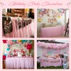 Party Village 204inch Extra-Long Pink Table Skirt with Table Clips