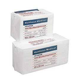Holthaus Medical Gauze Ypsipad, Compress Non-Sterile Gauze Dressing, DIN EN 14079, 8 Ply, Pack of 100 g/