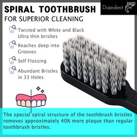 DUJINDENT Toothbrush [Made in Korea] Shark Spiral Extra Soft Toothbrush for Plaque Removal, Gentle on Gums (1 Pack)