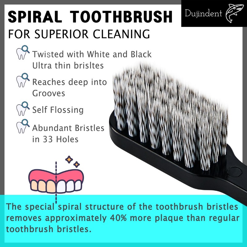 DUJINDENT Toothbrush [Made in Korea] Shark Spiral Extra Soft Toothbrush