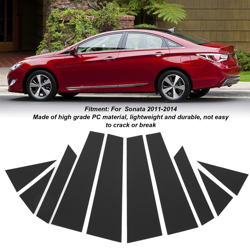 10Pcs Window B Pillar Post Trim Gloss Black Lightweight Rugged