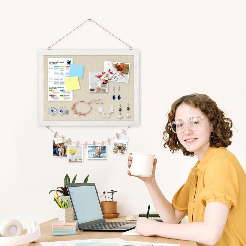 DOLLAR BOSS Bulletin Boards with Linen 1-Pack 16''X 12'' Double-Sided