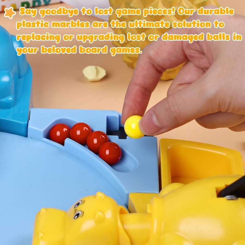 LovesTown Hungry Hippos Marbles Game, 24PCS Replacement Includes 20 Red