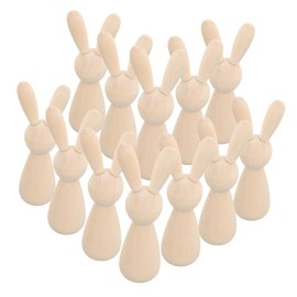 Operitacx 12 Stück Hasenpuppe holzdeko ostern Holzhasen Dekoration Holzkaninchen für DIY Holzdekor Babys Bausatz bastelset basteln unfertige Holzfiguren Schreibtischdekoration hölzern