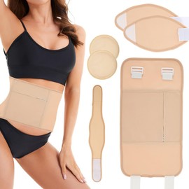 4 Pcs Castor Oil Pack Wrap, Castor Waist Neck Oil Pack Set, Organic Castor Oil Pack, Organic Cotton Flannel for Castor Oil Packs, Castor Oil Pack Kit for Waist and Neck, Khaki (C 2)