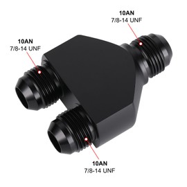 Podavelle 10AN Male to Parallel Dual 10AN Male Y Block Fuel Fitting Splitter Adapter Connector Aluminum Black