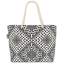 VOID Mediterranean Pattern Beach Bag Shopper 58 x 38 x 16 cm 23L XXL Shopping Bag Travel Bag Beach Bag