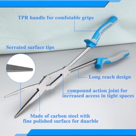 SPEEDWOX Radio Pliers, Long Reach, Precision Long, Fine Point, Straight Long Pliers, Long Type, Long Tip, Slim Tool, Anti-slip, Car Straight with Jagging, Large, Grooved, Long Reach Pliers, Long Nose Pliers, Long Nose Pliers, Pliers, Pliers, Pliers, Anti