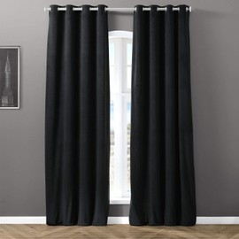 HPD Half Price Drapes VPCH-194007-84-GRBO Signature Grommet Blackout Velvet Curtain (1 Panel), 50 X 84, Warm Black