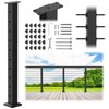 PLANTOP 35"x2"x2" Stainless Steel Cable Railing Post, Black Top Mount