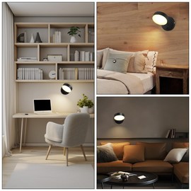 Kawell Modern LED Wall Light Sconce Indoor Rotatable LED Wall Light with Switch Nordic Style LED Wall Lamp Hardwired for Bedside Study Child Room, Black