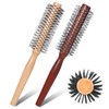 2Pcs Round Hair Brush for Blow Drying Curling Wooden Round Comb Brush Styling Brushes Roller Comb Brushes for Men Women Detangling Wet Or Dry Lifting