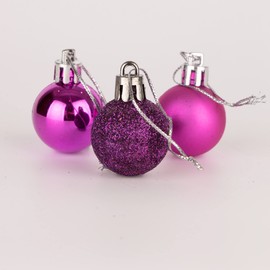 30mm/24Pcs Christmas Baubles Shatterproof Purple, Christmas Tree Decorations Ball Ornaments Balls Xmas Hanging Decorations Holiday Decor - Shiny,Matte,Glitter