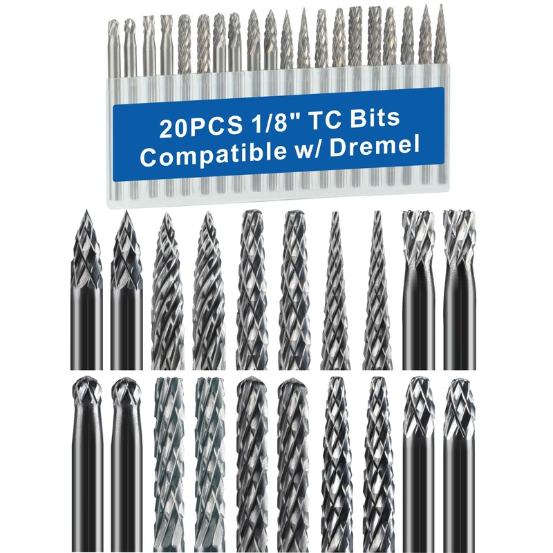 Sworker 20 Pcs Carbide Burr Set 1/8" Shank Compatible with