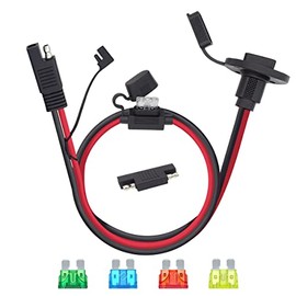 1M / 3.3 Feet SAE Power Socket Sidewall Port to SAE Connecters Extension Cord Cable Connector with 10A 15A 20A 25A 30A Fuse Compatible with Solar Generator