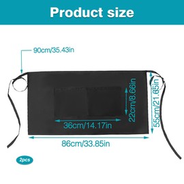 Waist Apron, 2 Pack Half Apron, 86x55cm Waitress Apron with 3 Pockets Waterproof Half Apron for Men and Women Chef Apron for Cooking Cleaning Gardening Bistro Restaurant