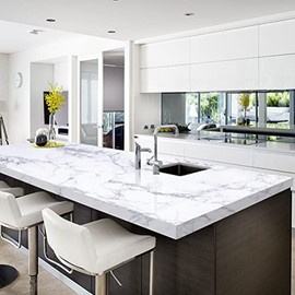 Arthome 30X254CM Papel de Mármol Impermeable Vinilo de PVC,a Prueba de Aceite,Papel de Granito Blanco/Gris,Papel de Vinilo de Mármol para Cubierta de Muebles,Encimera,Cocina,Estantes