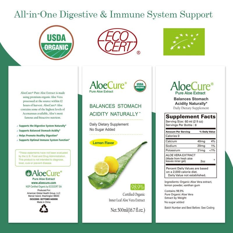 AloeCure Organic Aloe Vera Juice Lemon Flavor – 500ml |