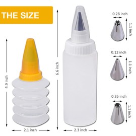 Eolilim 6PC Icing Piping Kit, Plastic Icing Bottles Easy to Clean, Reusable Frosting Bottles for Cookies, Cakes