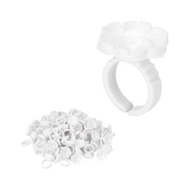 Flower Glue Rings V Shape PP Eyelash Glue Holder for Eyelash Extension White